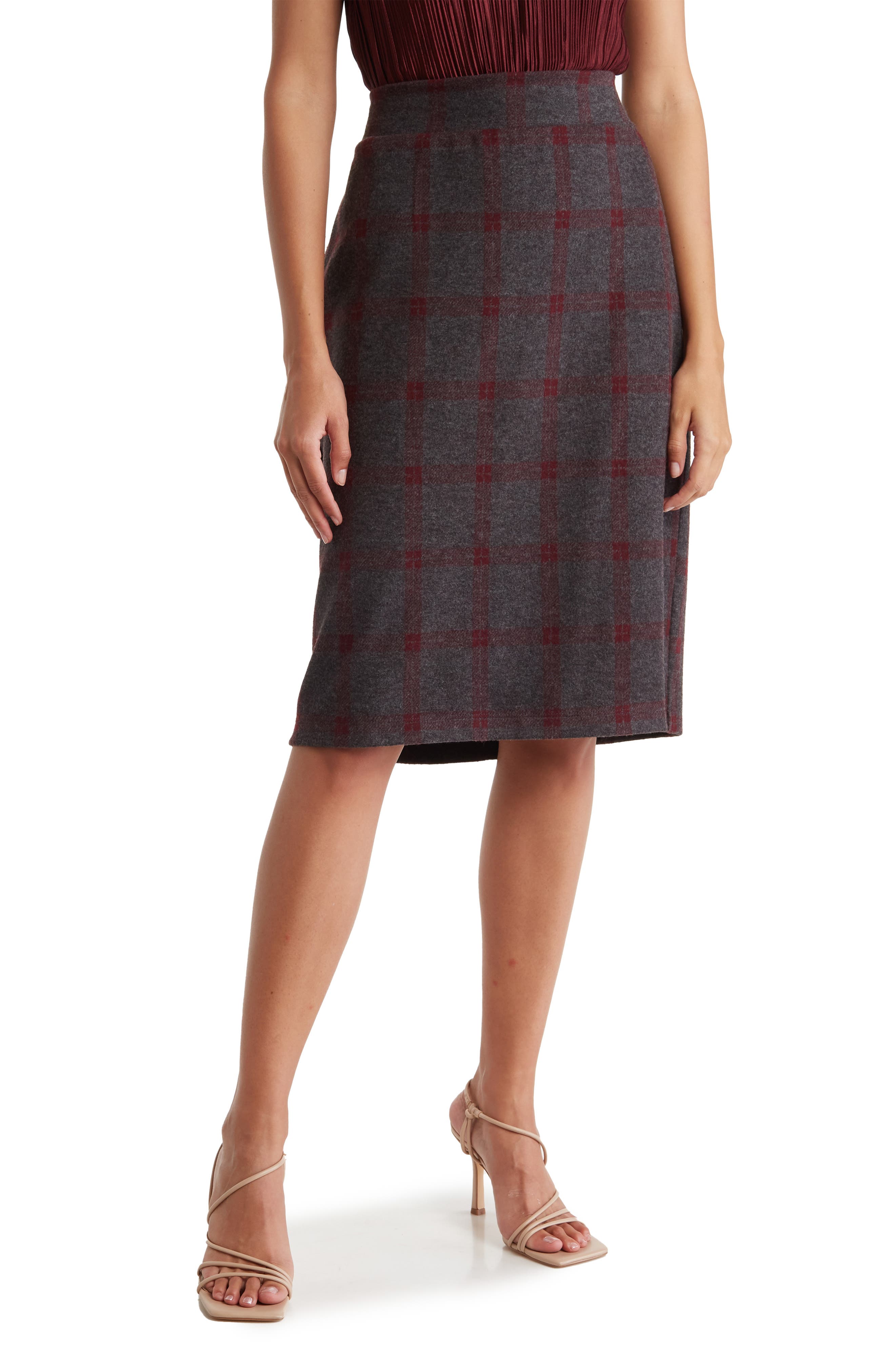 Renee C Plaid Pencil Skirt
