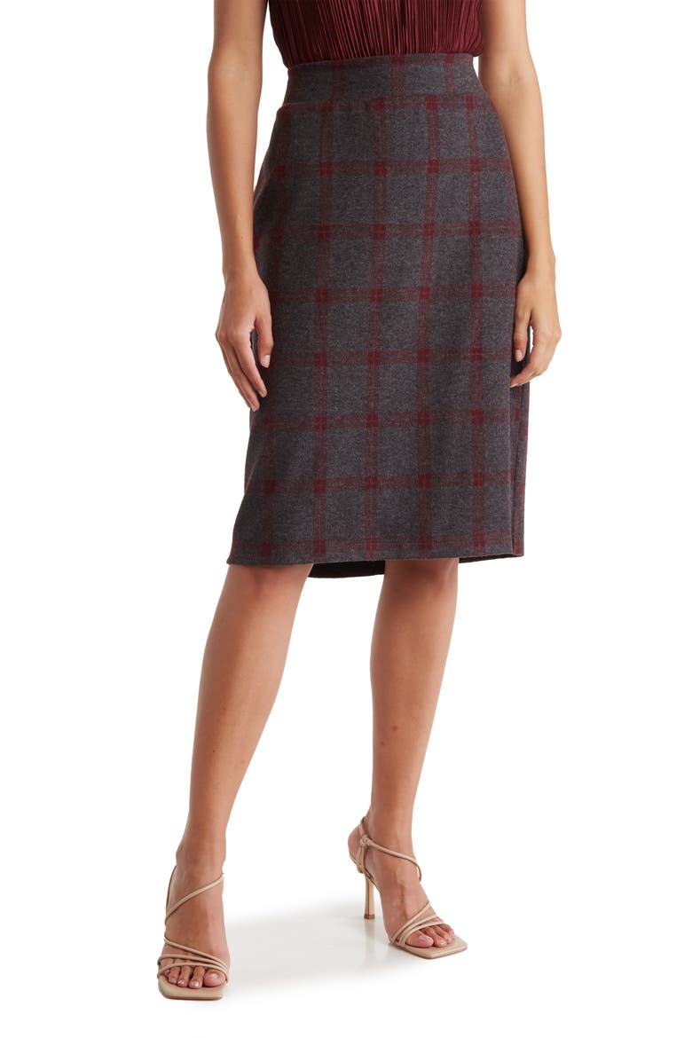 Plaid Pencil Skirt, Main, color, CHARCOAL