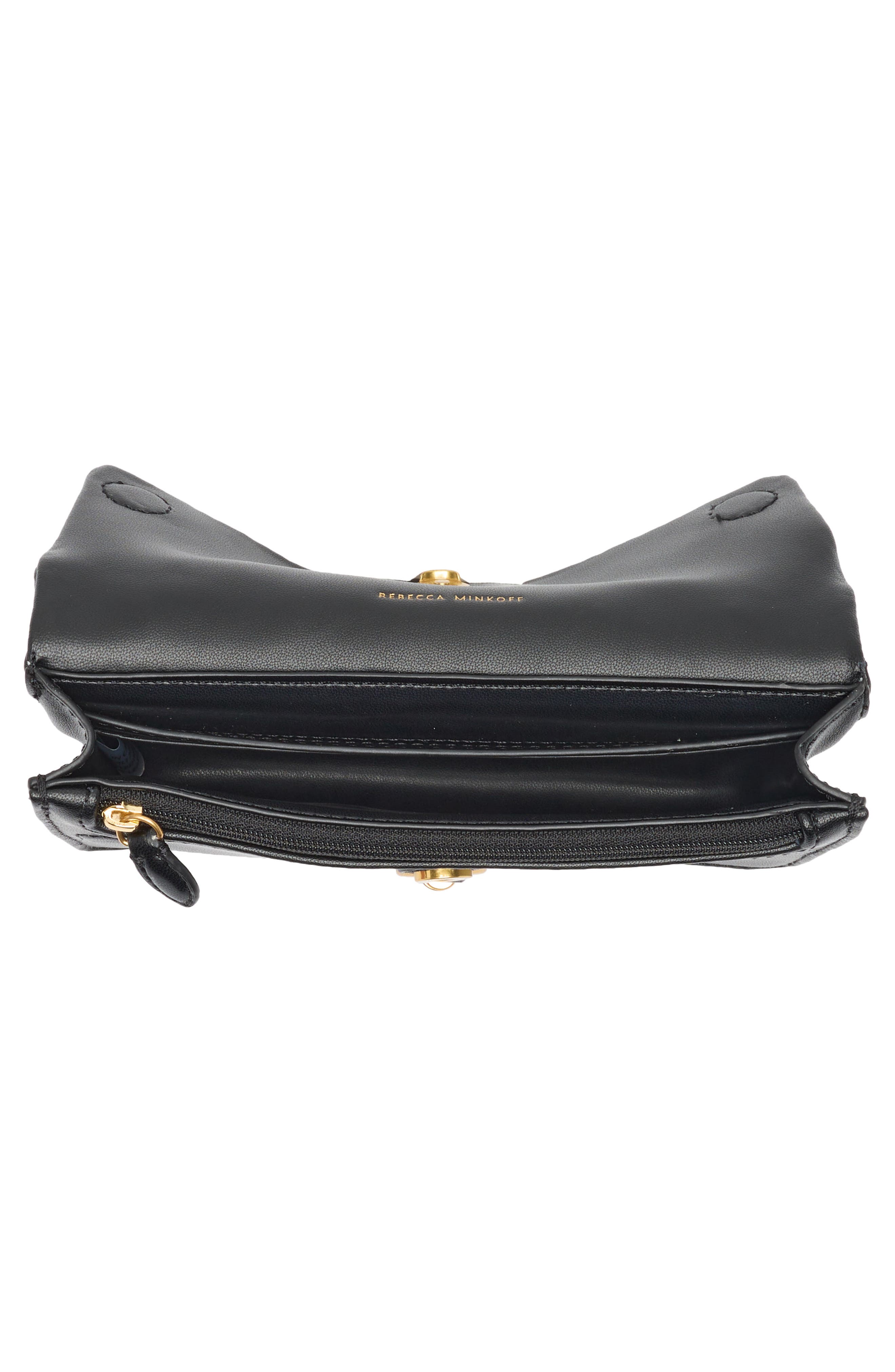 Rebecca Minkoff Gleaming Stud Mini Crossbody Bag, Alternate, color, Black