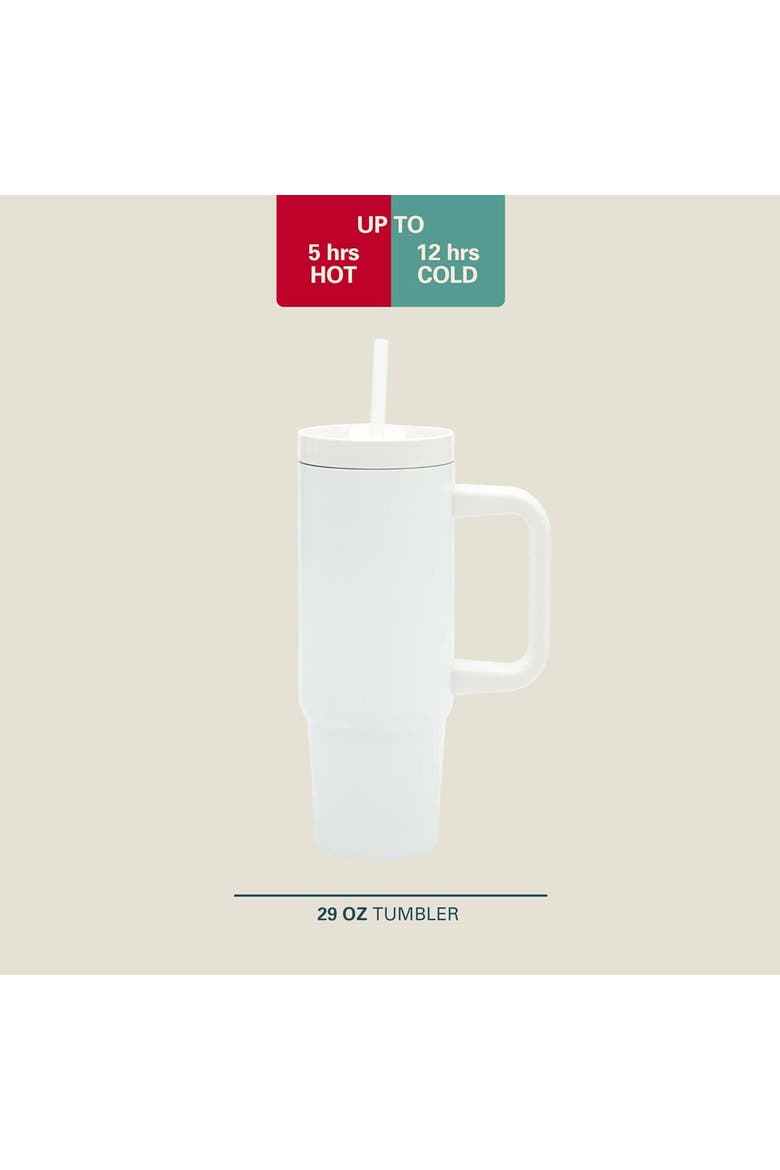 29oz Stainless Steel Thermal Tumbler with Handle, Alternate, color, White