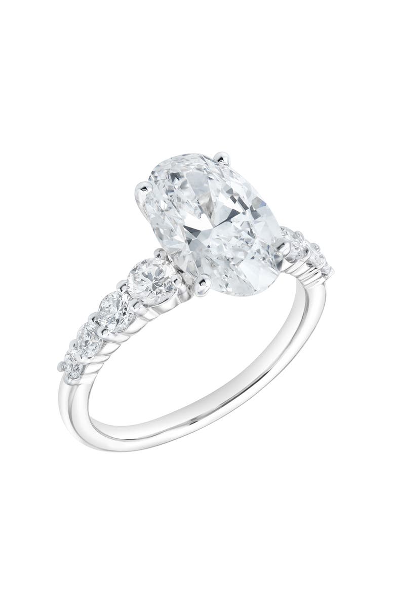 LuvMyJewelry Julia 14K White Gold Oval Lab Grown Diamond Engagement Ring - 3.7 Ct, Alternate, color, 14K White Gold