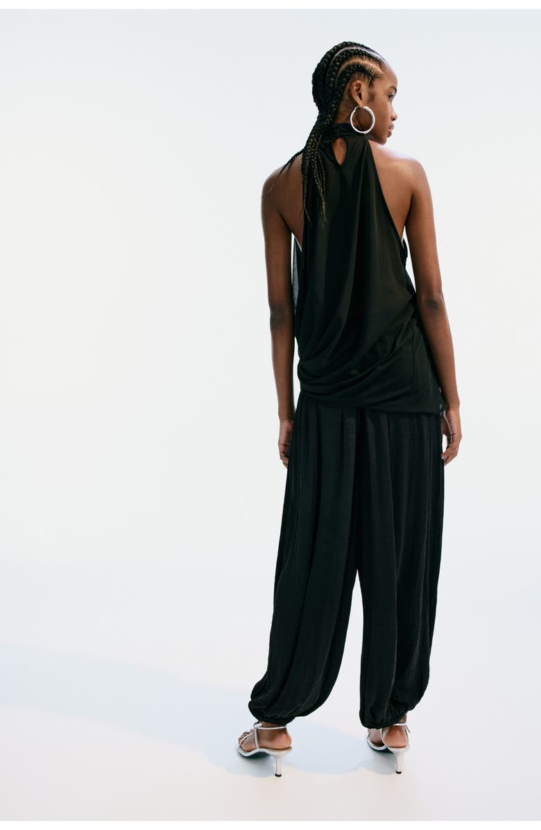 H&M Draped-panel Balloon Trousers, Alternate, color, Black