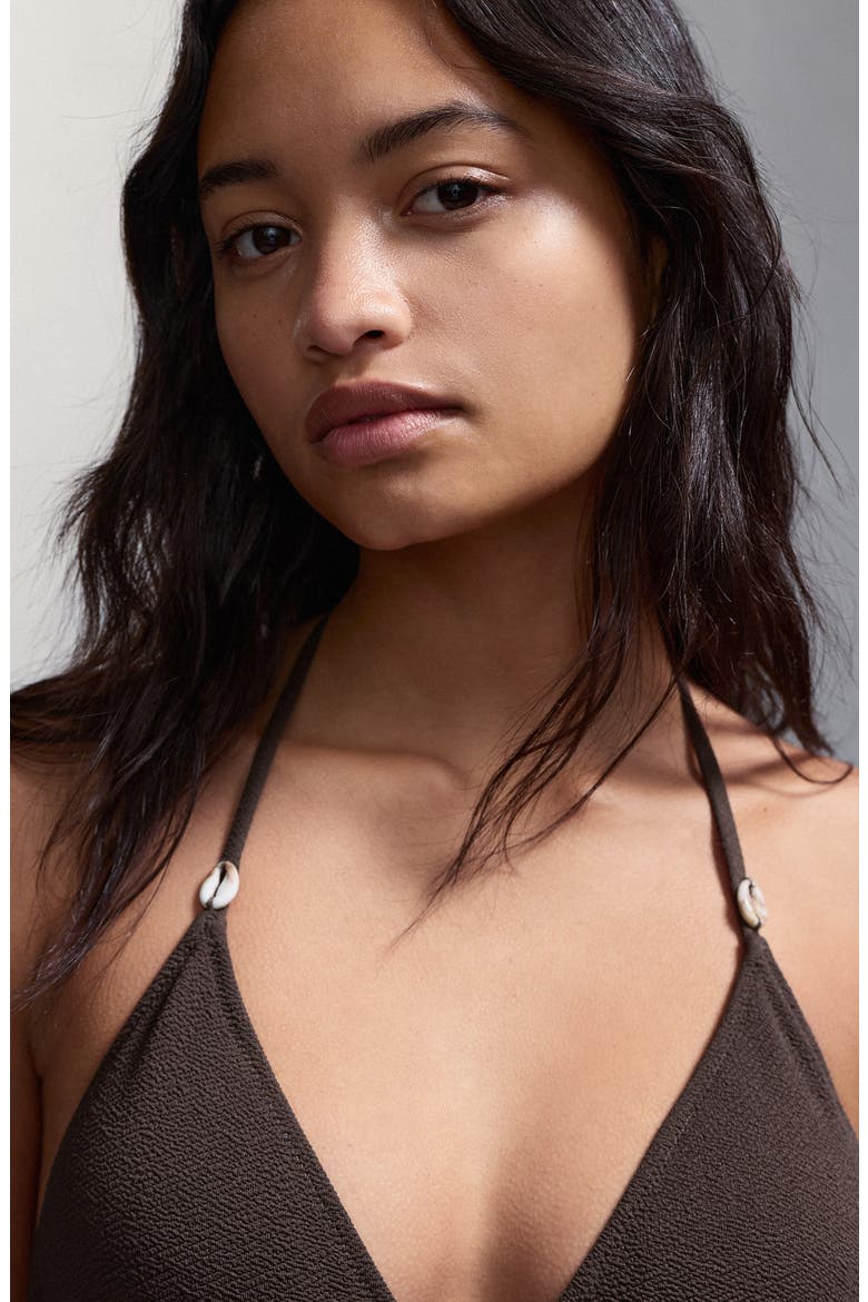 Shells Textured Two-Piece Swimsuit, Alternate, color, BROWN
