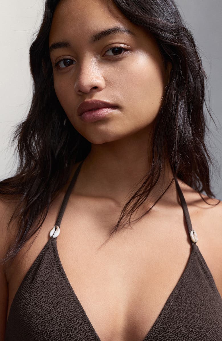 MANGO TEEN Shells Textured Two-Piece Swimsuit, Alternate, color, Brown