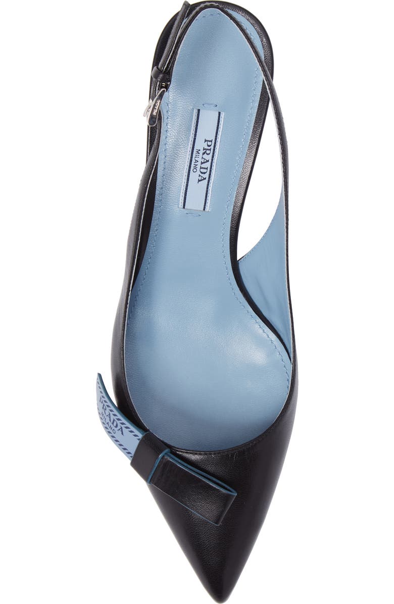 Prada Logo Bow Slingback Pump, Alternate, color,