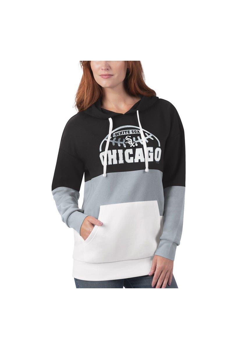 G-III SPORTS BY CARL BANKS Women's G-III Sports by Carl Banks Black/Gray Chicago White Sox Block and Tackle Colorblock Pullover Hoodie, Alternate, color, Black