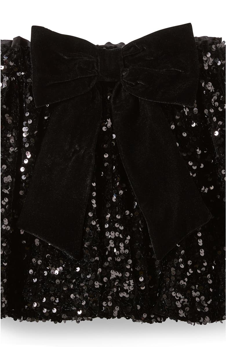 Cotton On Kids Kid's Daisy Embellished Bow Bubble Skirt, Alternate, color, Black Plush Sparkle