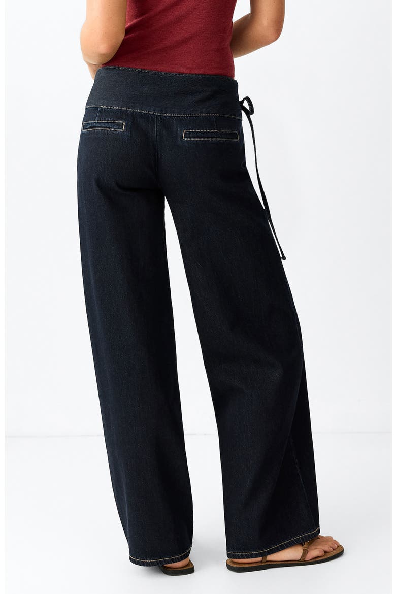 Kids' Tie Detail Wide Leg Jeans, Alternate, color, OPEN BLUE