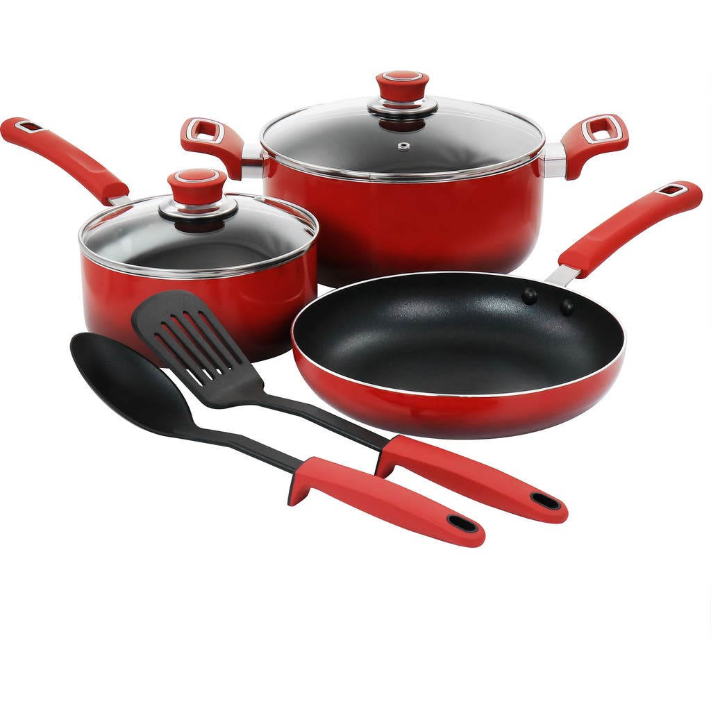 Oster 7 Piece Non Stick Aluminum Cookware Set In Red