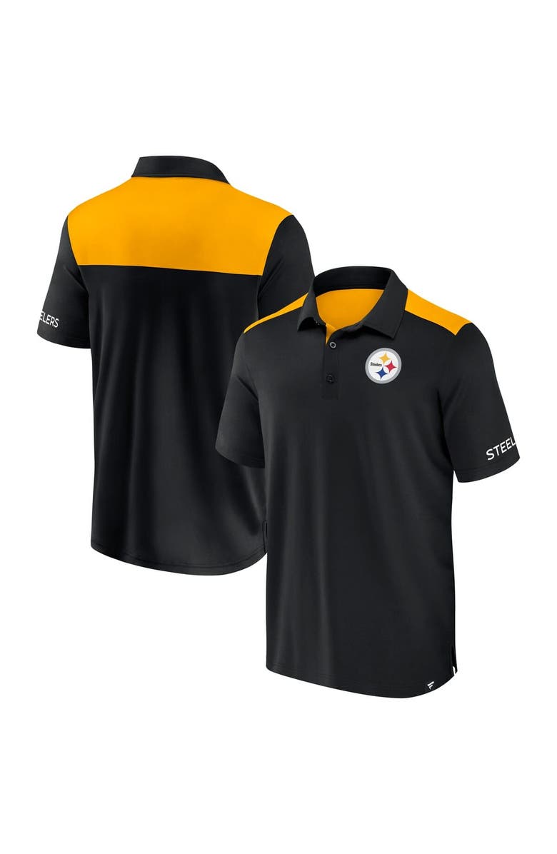 FANATICS Men's Fanatics  Black/Gold Pittsburgh Steelers Colorblock Polo, Main, color, 