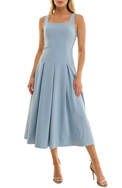 Pleated Sleeveless Midi Dress
