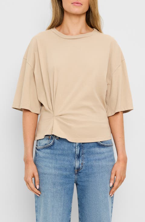 Zinnia Pleated Side Cotton T-Shirt