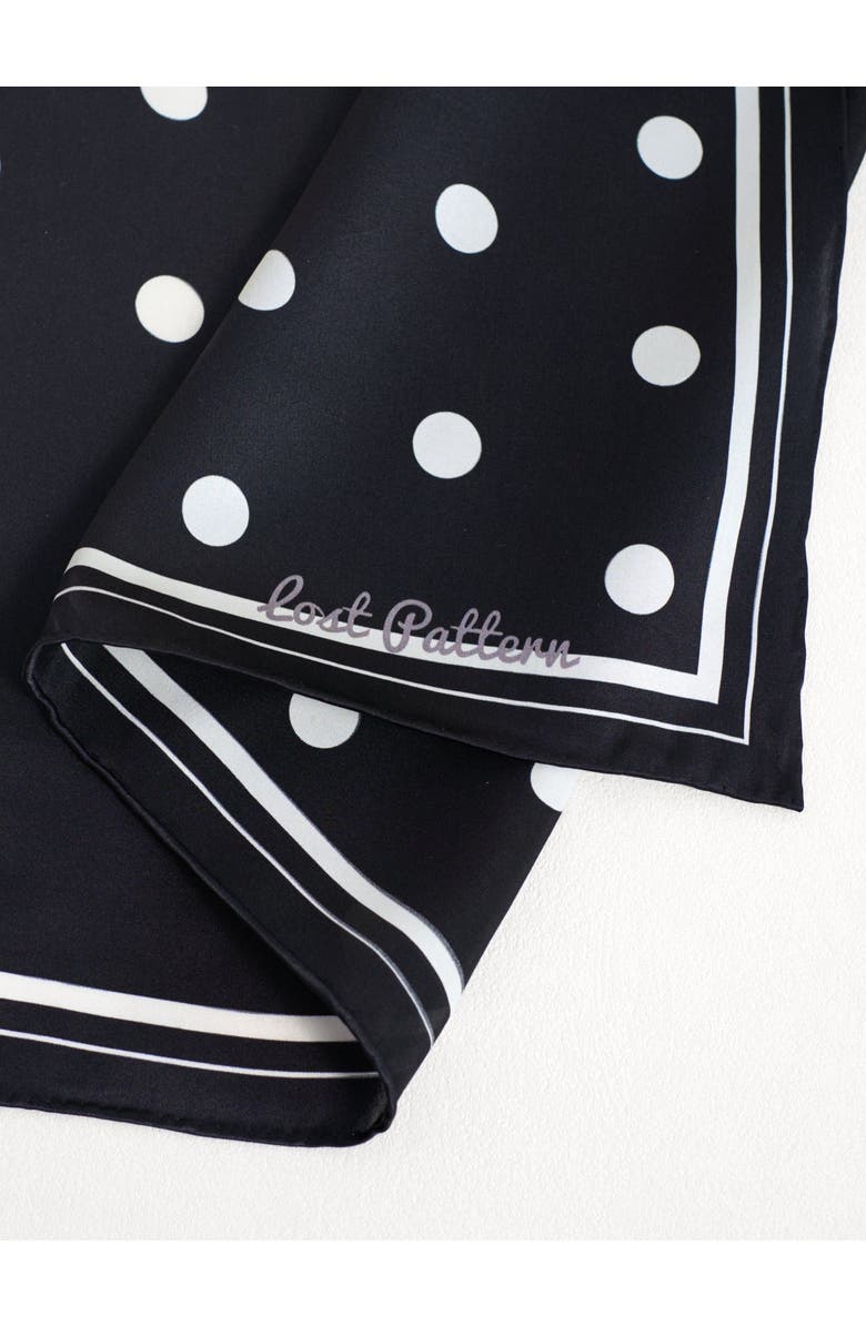 Lost Pattern "Retro Polka" Silk Bandana Scarf, Alternate, color, Black & White