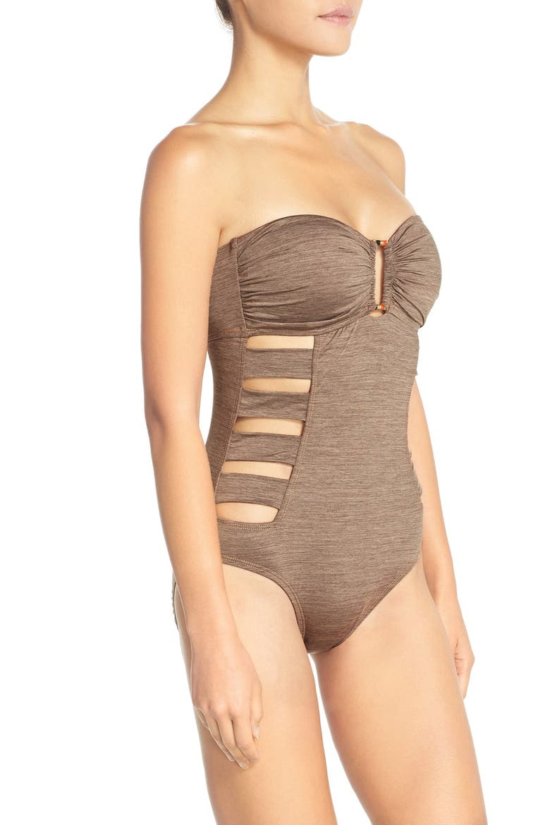 'Sand Dunes' Bandeau One-Piece Swimsuit, Alternate, color, SAND
