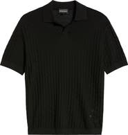 Emporio Armani Basket-Weave Stitch Johnny Collar Virgin Wool Polo Sweater