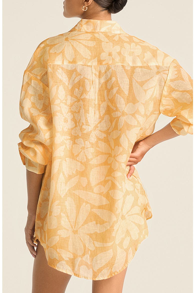 Playa Oversize Linen Cover-Up Shirt, Alternate, color, CREAMSICLE