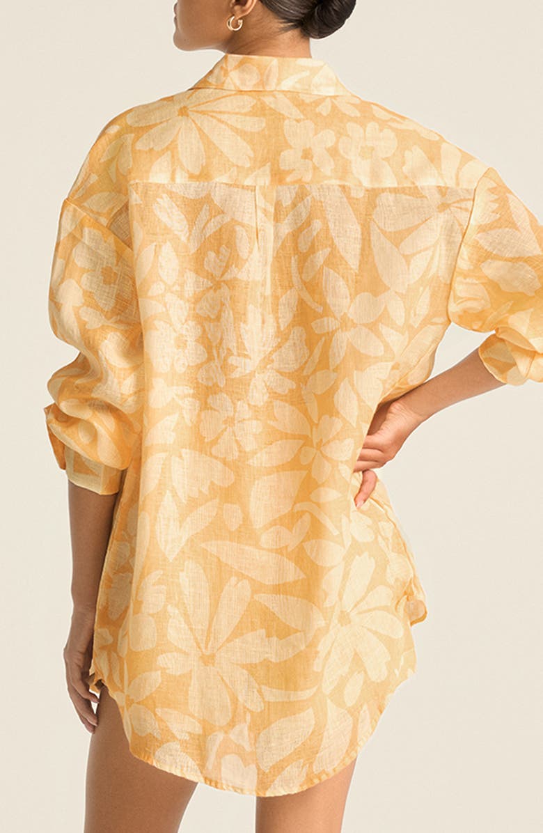 Vitamin A<sup>®</sup> Playa Oversize Linen Cover-Up Shirt, Alternate, color, Creamsicle