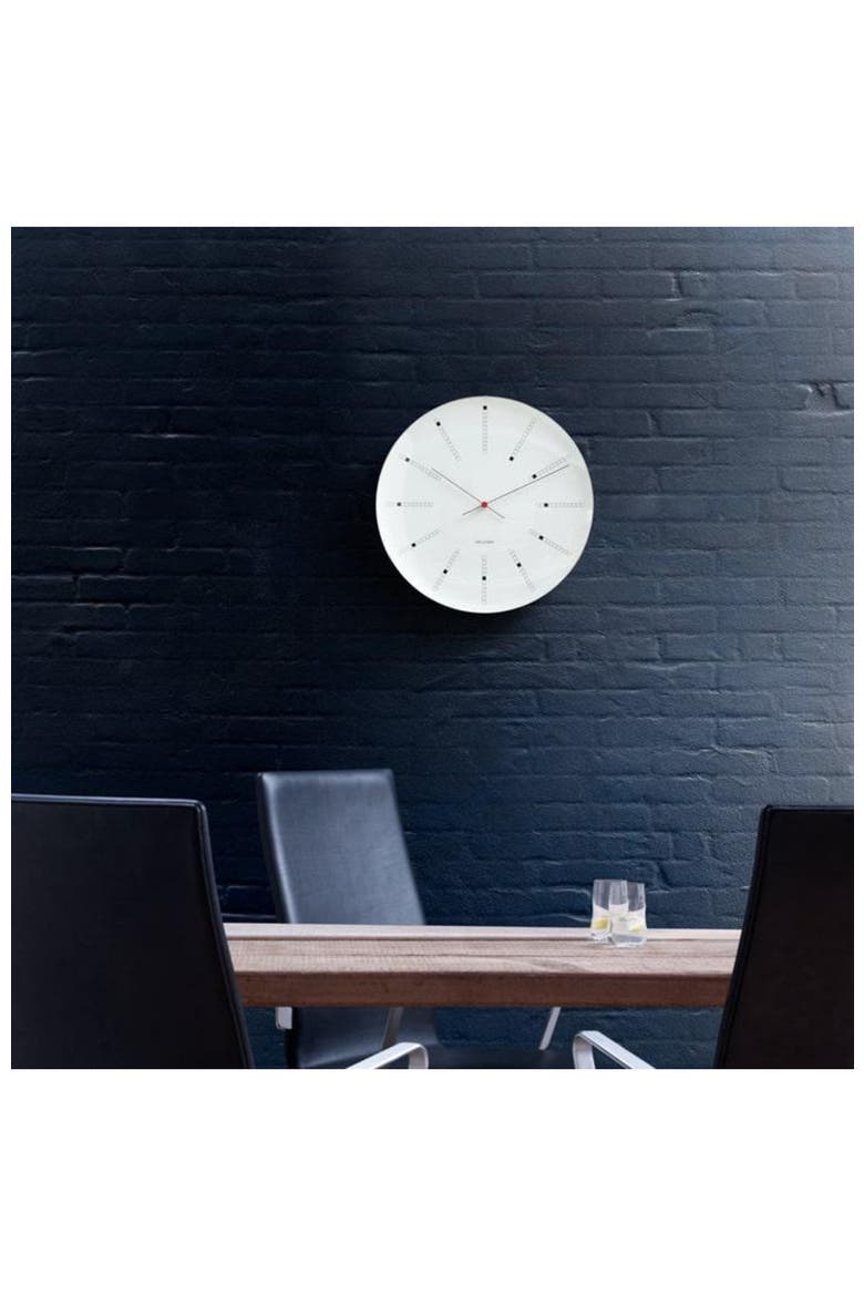 Bankers Wall Clock, Small, Alternate, color, White/Black/Red