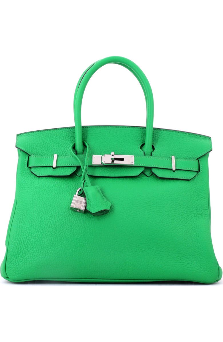 Pre-Owned Hermes Birkin Handbag Green Clemence with Palladium Hardware 30, Main, color, Green