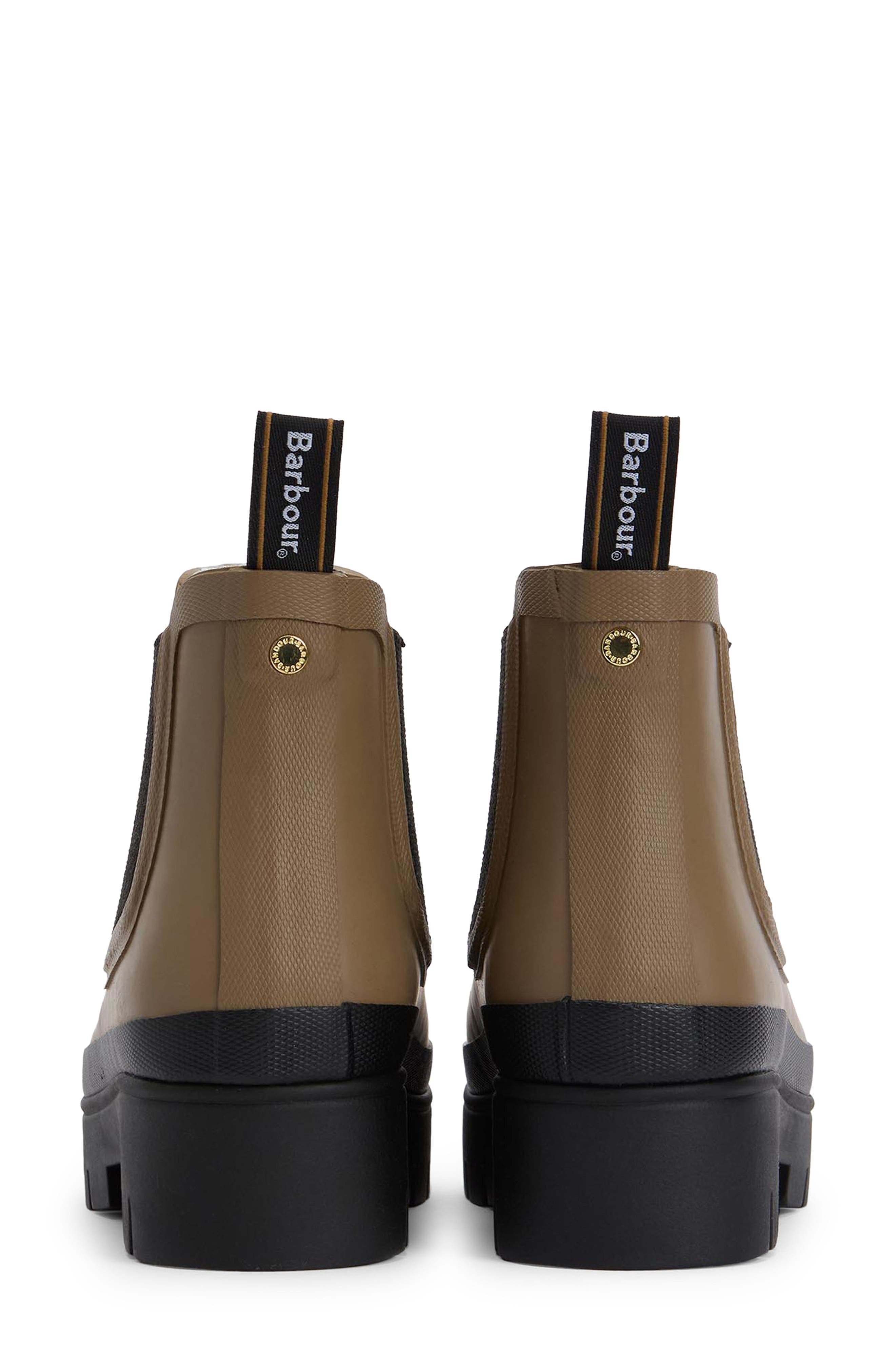 Barbour Halton Waterproof Chelsea Rain Boot, Alternate, color, Military Brown/Black
