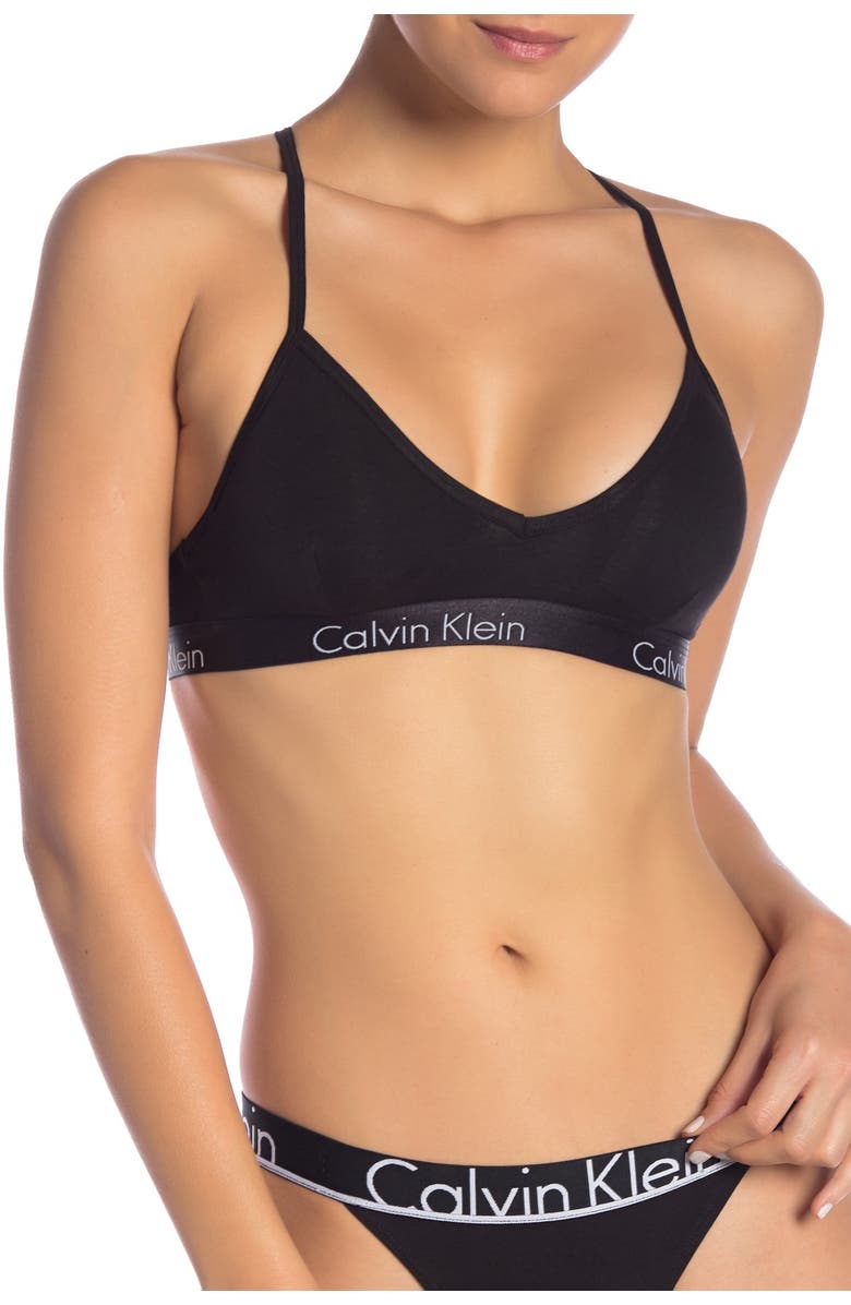 Calvin Klein V-Neck Racerback Bralette, Main, color,