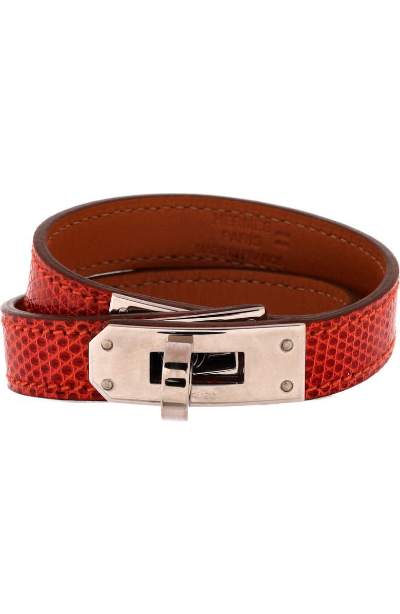 Pre-Owned Hermes Kelly Double Tour Bracelet Lizard, Main, color, Red