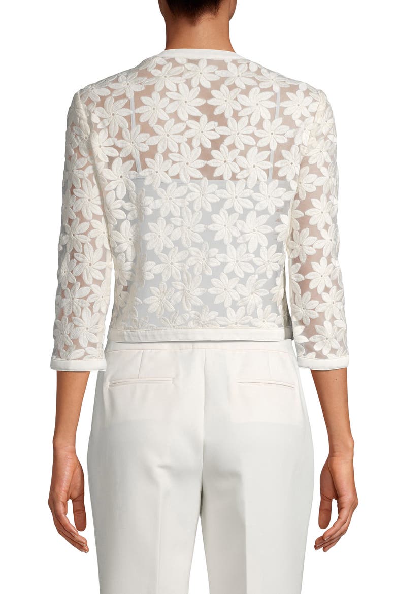 Floral Lace Crop Cardigan, Alternate, color, ANNE WHITE