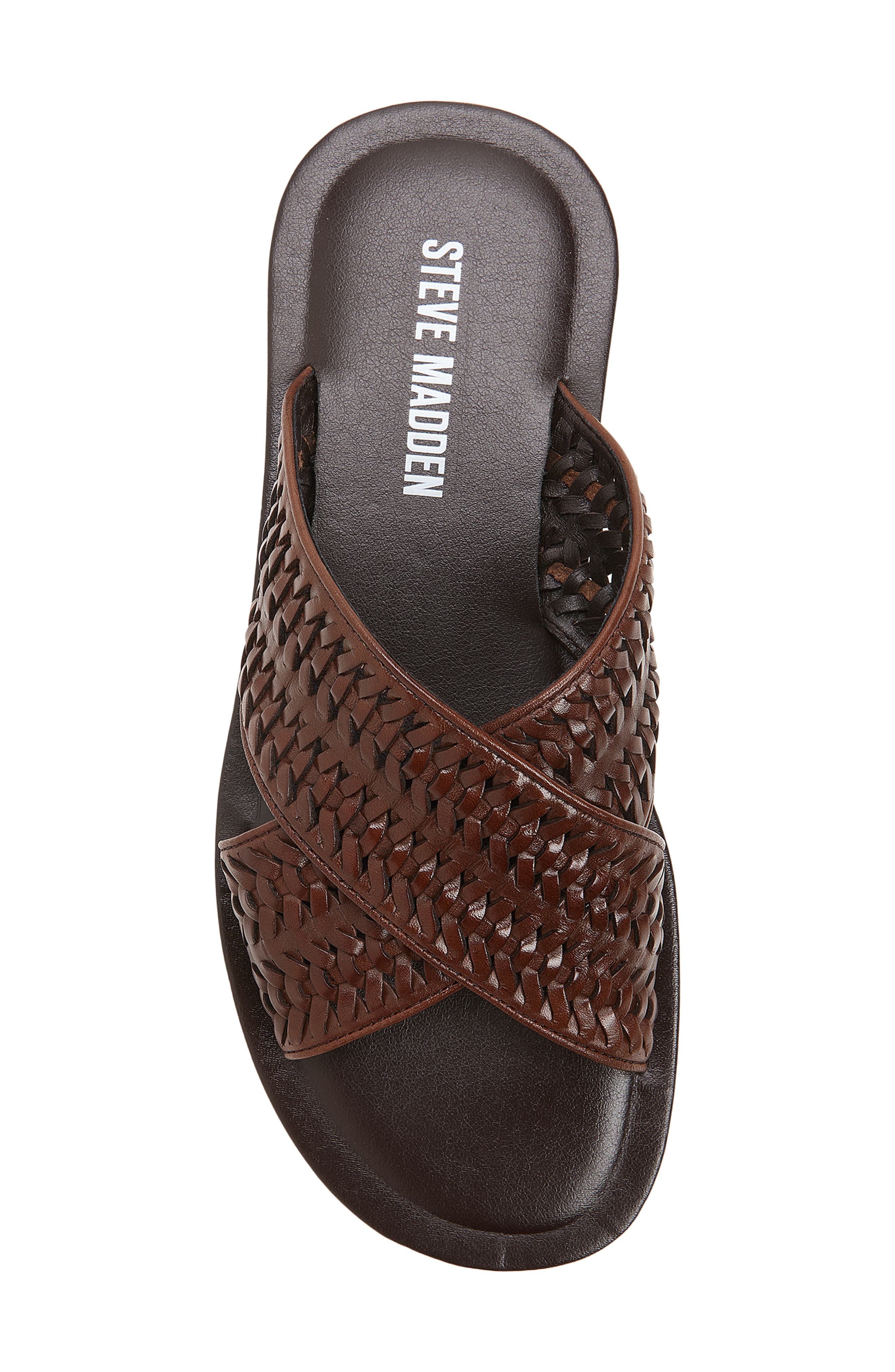 Boweri Woven Strap Slide Sandal, Alternate, color, BROWN LEATHER