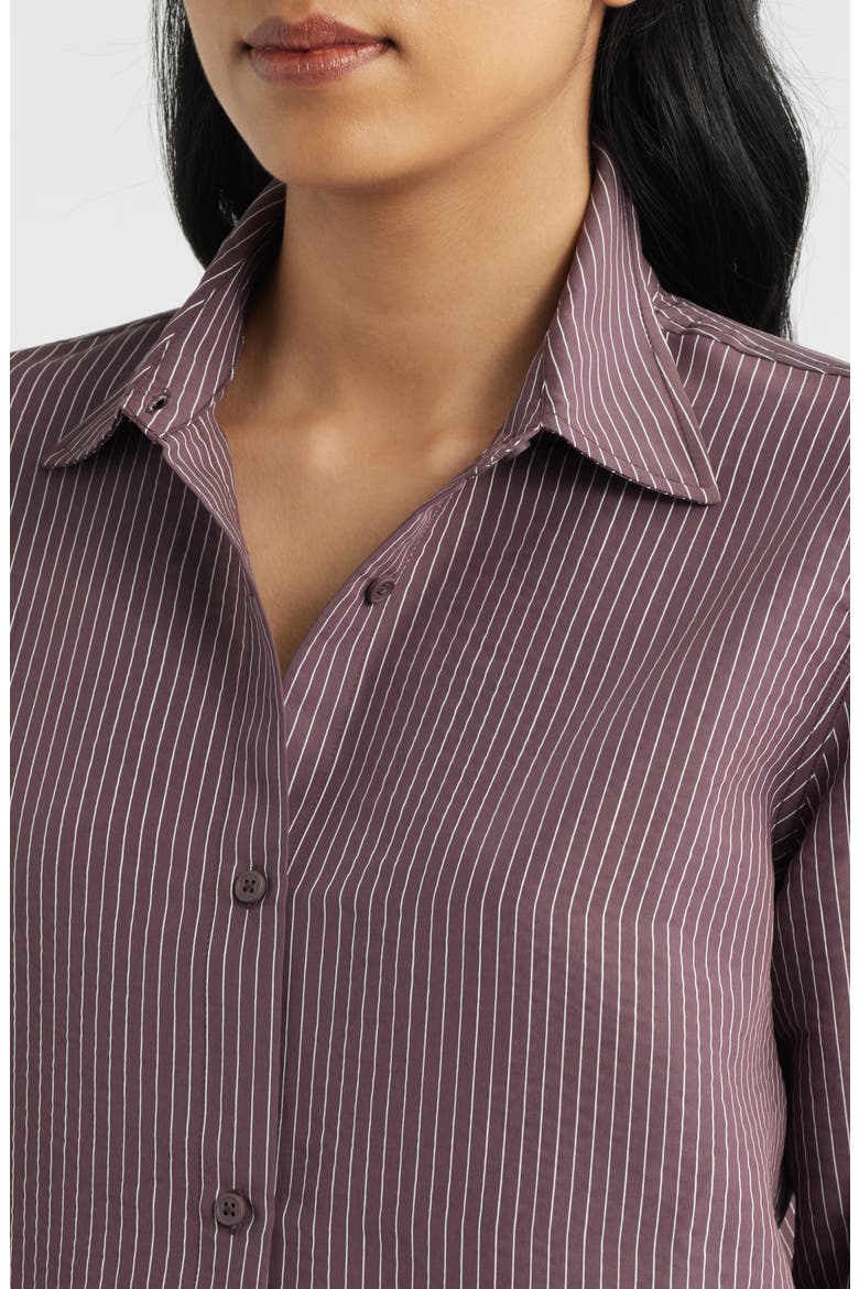 Pinstripe Button-Up Shirt, Alternate, color, HUCKLEBERRY STRIPE