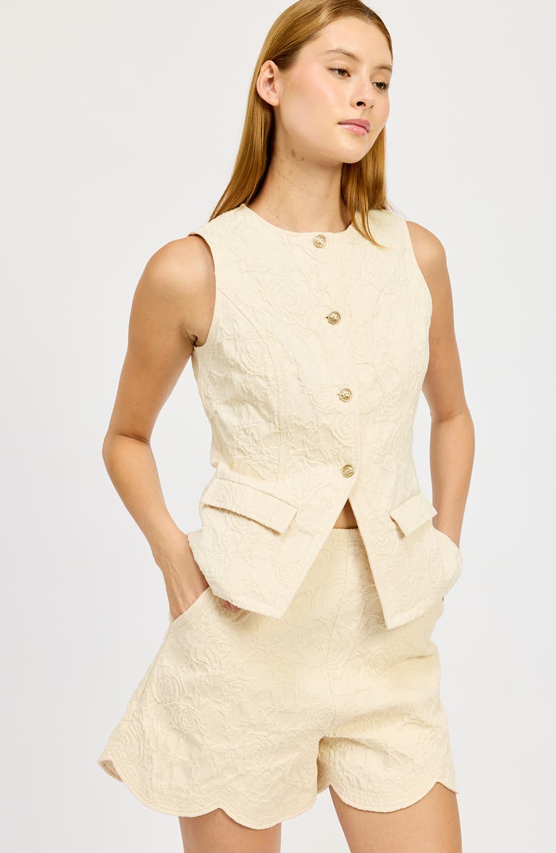 En Saison Alice Textured Cotton Button-Up Vest, Alternate, color, 