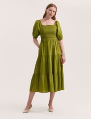 Finery London Melody Cotton Midi Tiered Dress