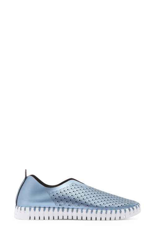 Ilse Jacobsen Tulip Perforated Slip On Sneaker In Metallic Blue