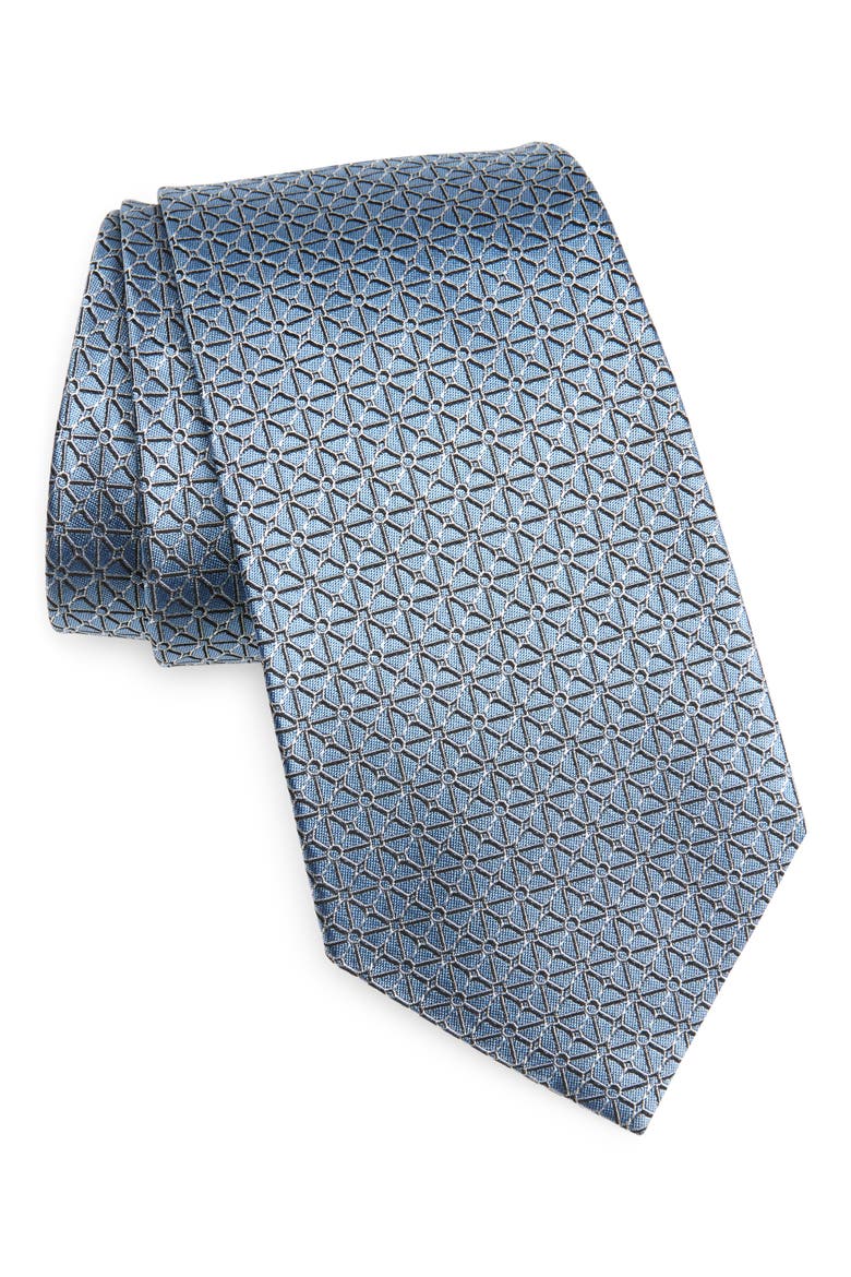 Geometric Silk Jacquard Tie, Main, color, LIGHT BLUE