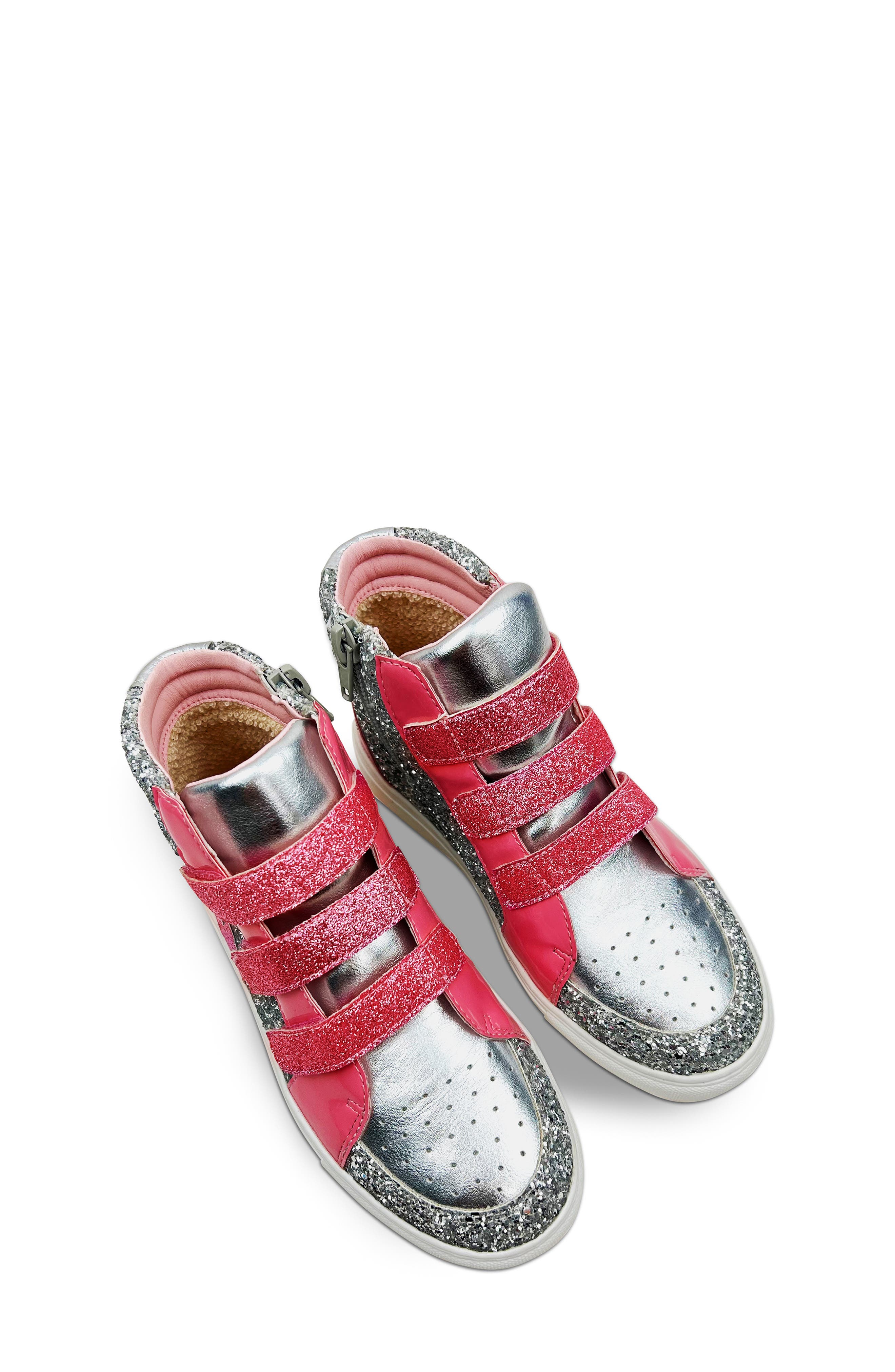 Yosi Samra Kids' Miss Hannah Sequin High Top Sneaker, Alternate, color, Pink / Silver