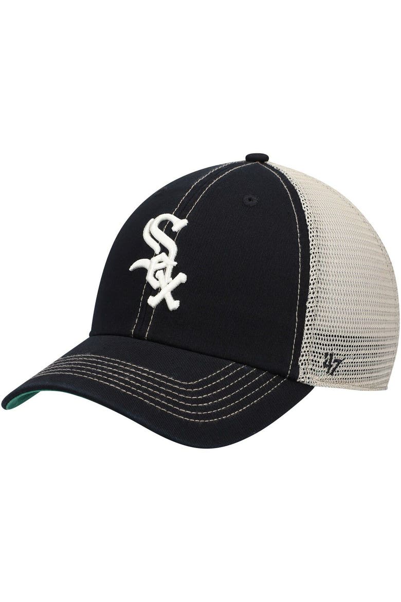 Men's '47 Black Chicago White Sox Trawler Clean Up Trucker Snapback Hat, Main, color, Black