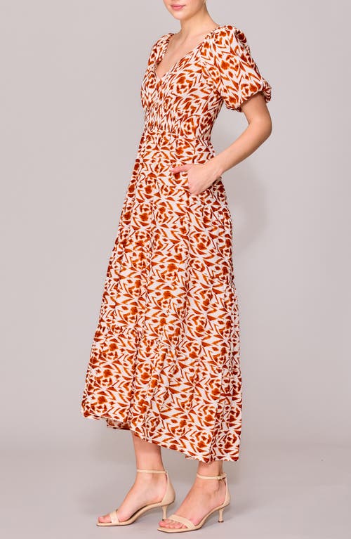 Melloday V-neck Bubble Sleeve Midi Dress