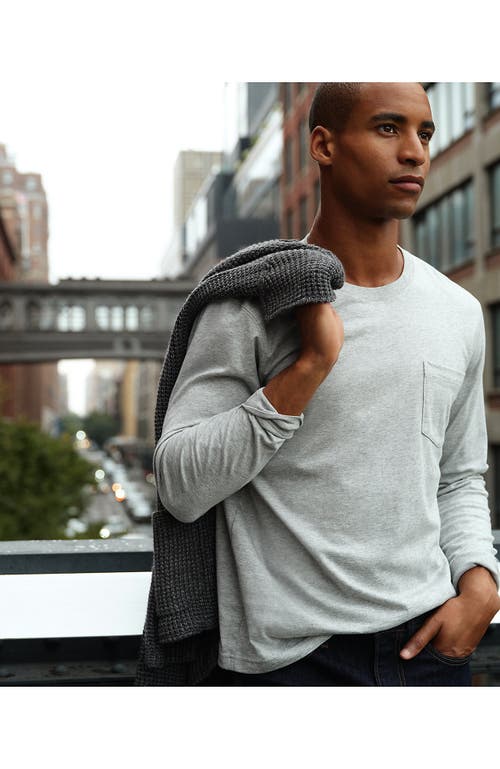 Lands' End Super-t Long Sleeve T-shirt With Pocket In Gray