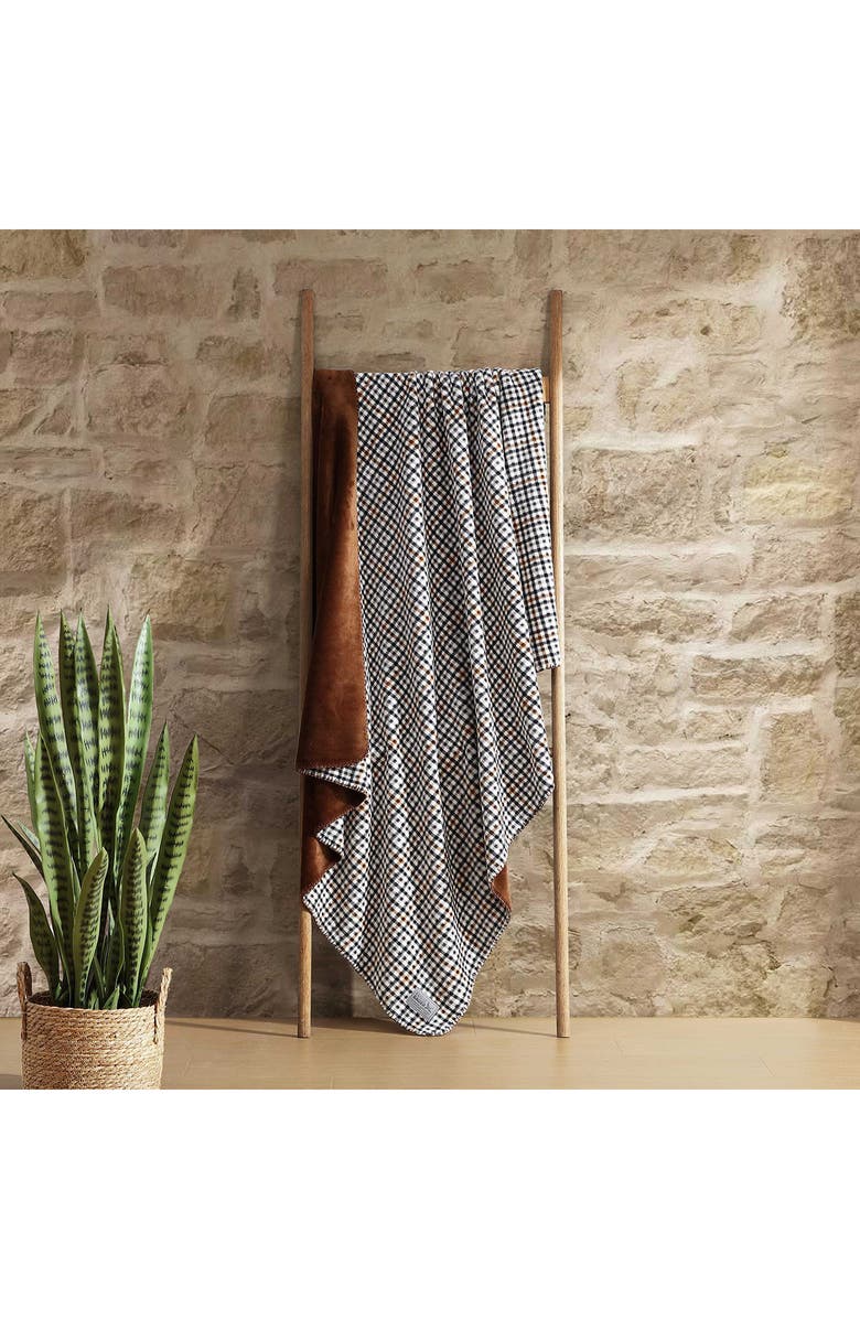 Eddie Bauer Griffin Plaid Reversible Flannel Throw Blanket, Alternate, color, White/ Brown/ Black Multi