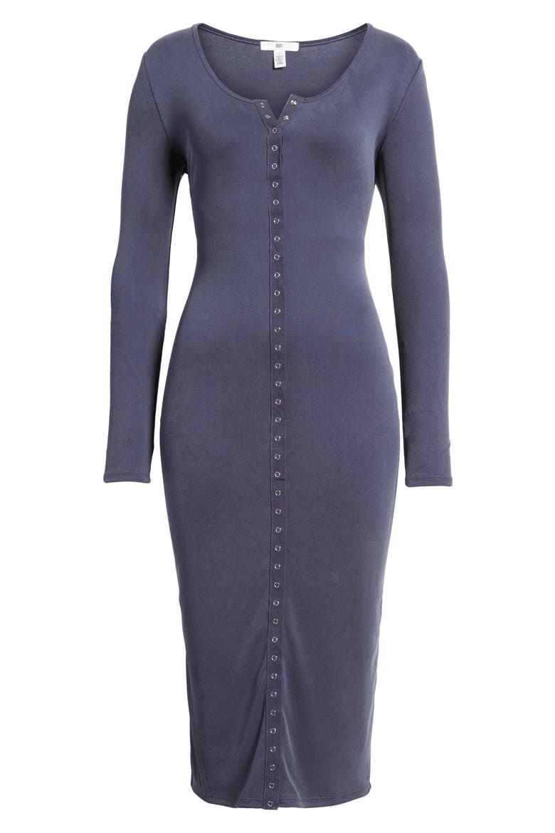 Snap Front Henley Dress, Alternate, color, NAVY EVENING