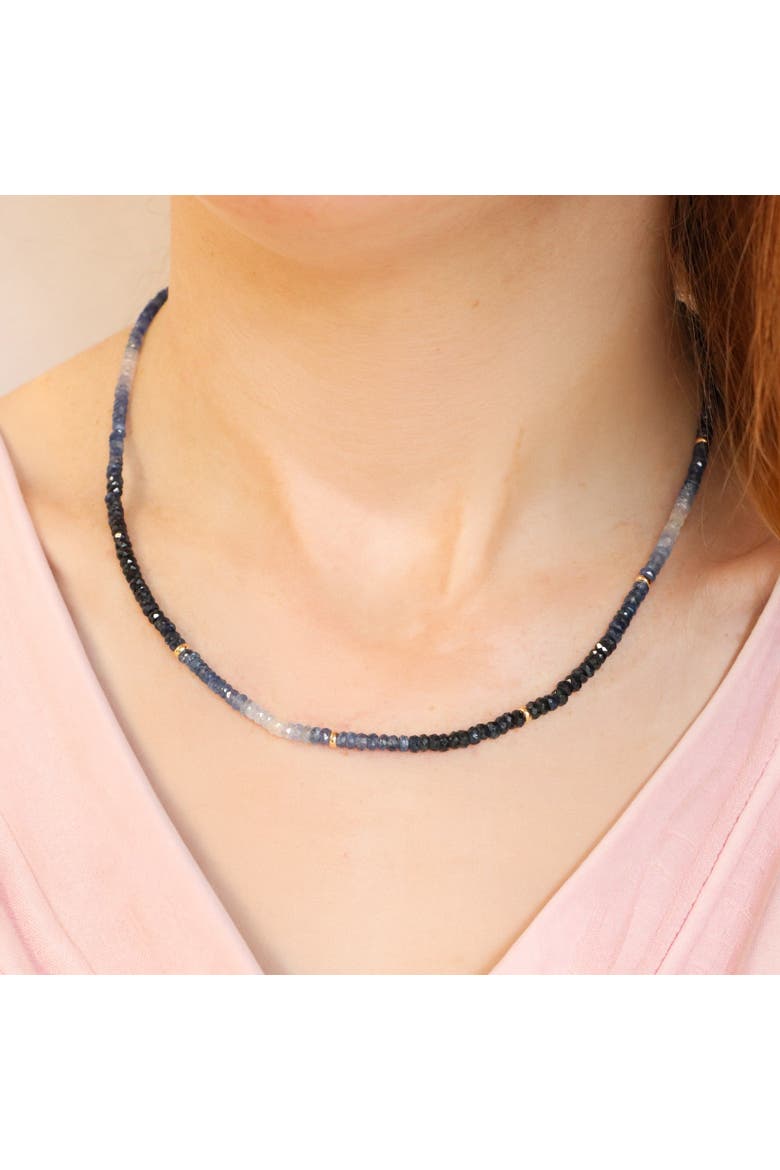 Blue Sapphire Ombre Bead Necklace, Alternate, color, Blue Sapphire