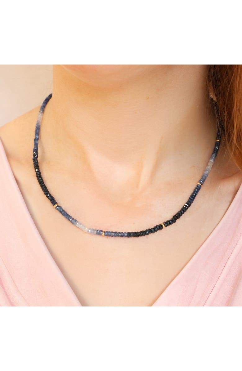 The Lovery Fine Jewelry Blue Sapphire Ombre Bead Necklace, Alternate, color, Blue Sapphire