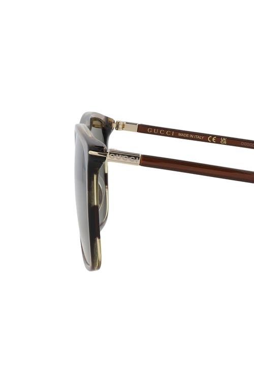 Gucci Novelty 58mm Rectangular Sunglasses In Havana Gold Green