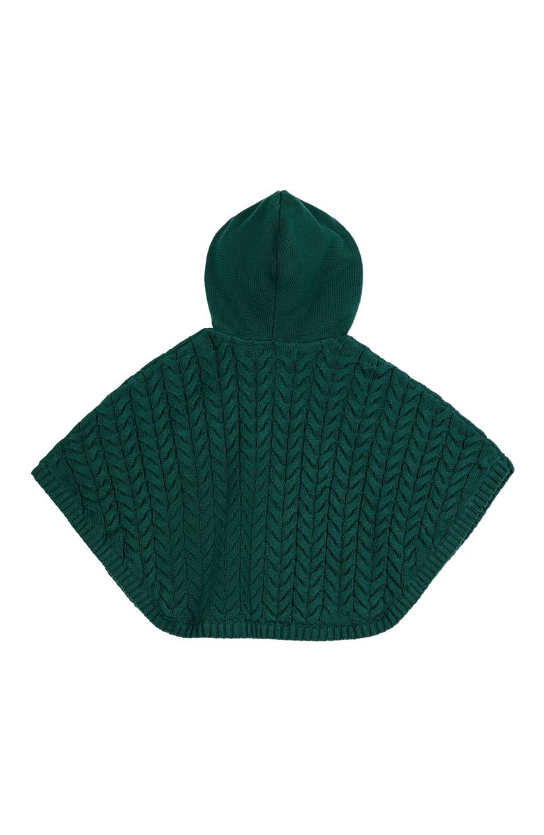 Hope & Henry Girls' Sweater Cape with Faux Fur Hood, Kids, Alternate, color, Deep Green Cable