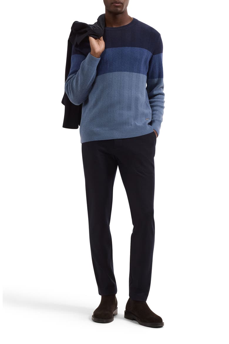 Aran Rib Crewneck Sweater, Alternate, color, NAVY