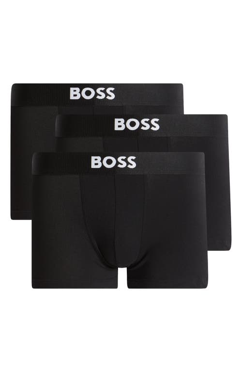 Shop Hugo Boss Boss 3-pack One Stretch Cotton Trunks In Black