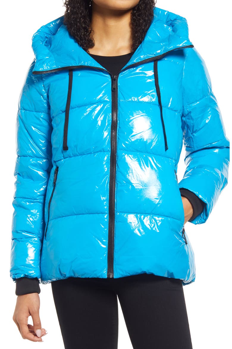 Water Repellent Puffer Jacket, Alternate, color, AZURE BLUE