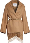 Max Mara Abilita Fringed Camel Hair Belted Cape Jacket