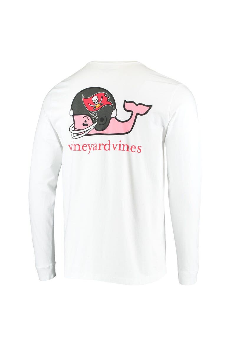 Men's Vineyard Vines White Tampa Bay Buccaneers Whale Helmet Long Sleeve T-Shirt, Alternate, color, White