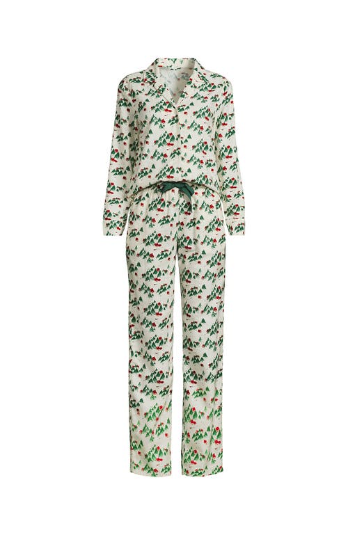 Lands' End Flannel 2 Piece Pajama Set In Green