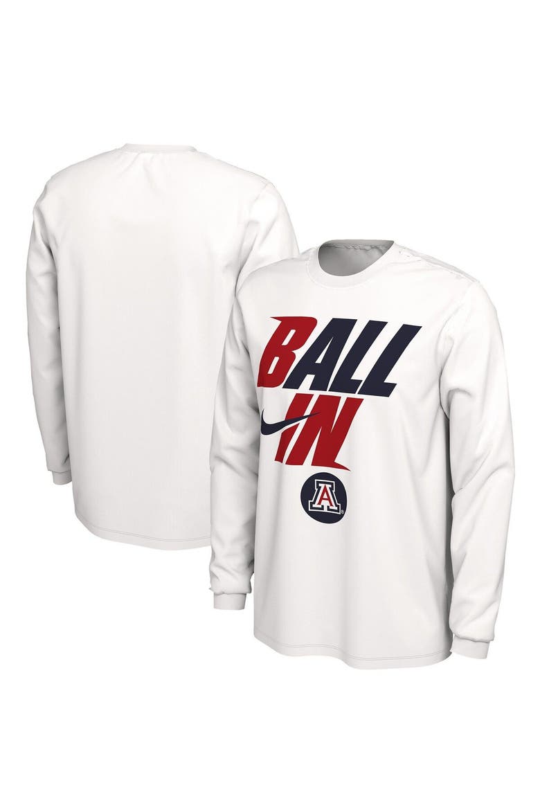 Men's Nike White Arizona Wildcats Ball In Bench Long Sleeve T-Shirt, Alternate, color, White